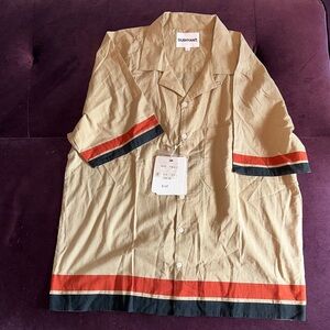 Tony Soprano Style Tan Shirt with Red and Black Stripes - The Don Shirt Dushyant